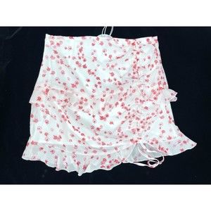 Princess Polly Size US 10 Secret Love Skirt Ruffle White Red Floral